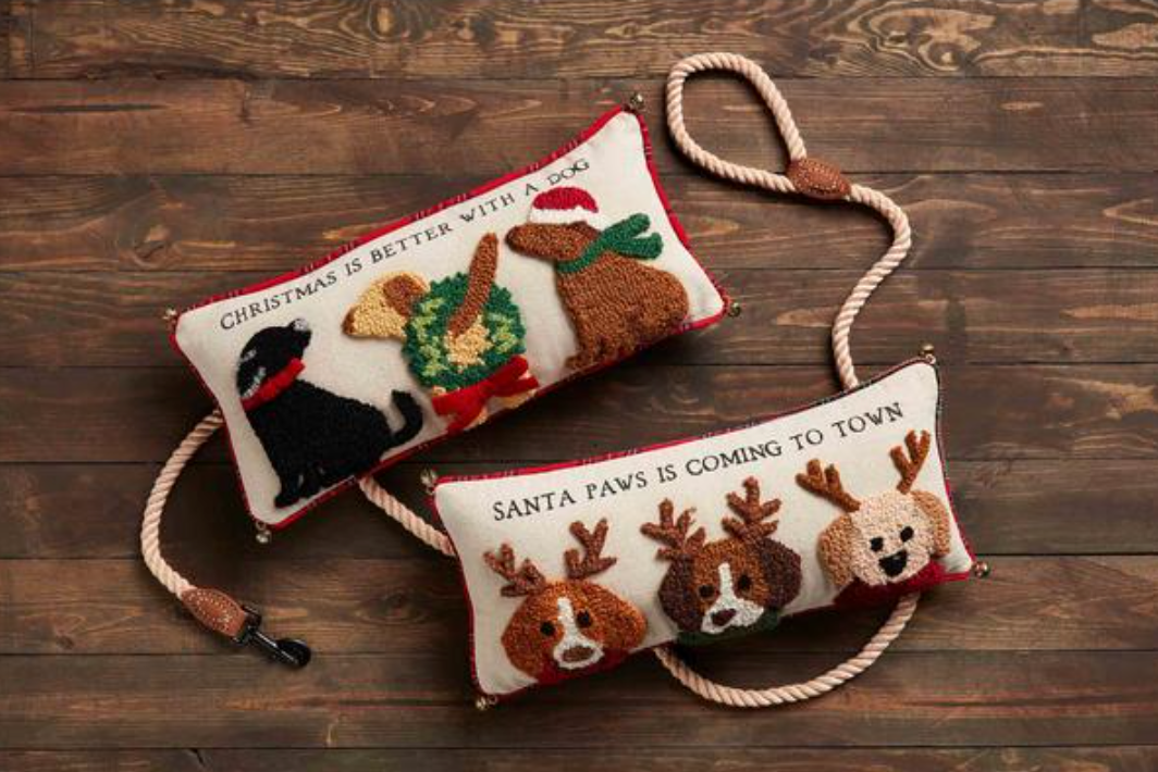 Santa Paws Dog Jingle Hooked Pillow
