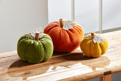 Green Corduroy Pumpkin Sitter
