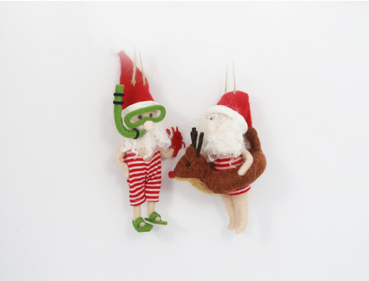 Swimming Santa Ornament