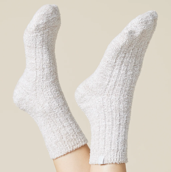 Marshmallow Crew Socks - Heather Coco