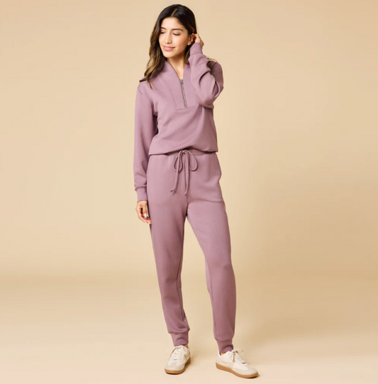 Vintage DreamTech Terry 1/4 Zip with Jogger - Driftwood