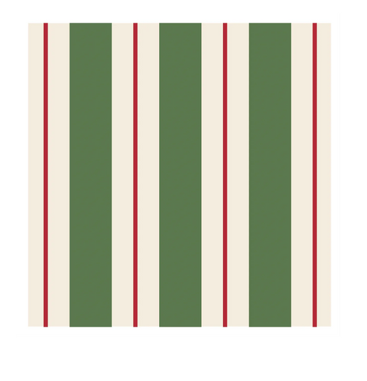 Green & Red Awning Stripe Cocktail Napkins