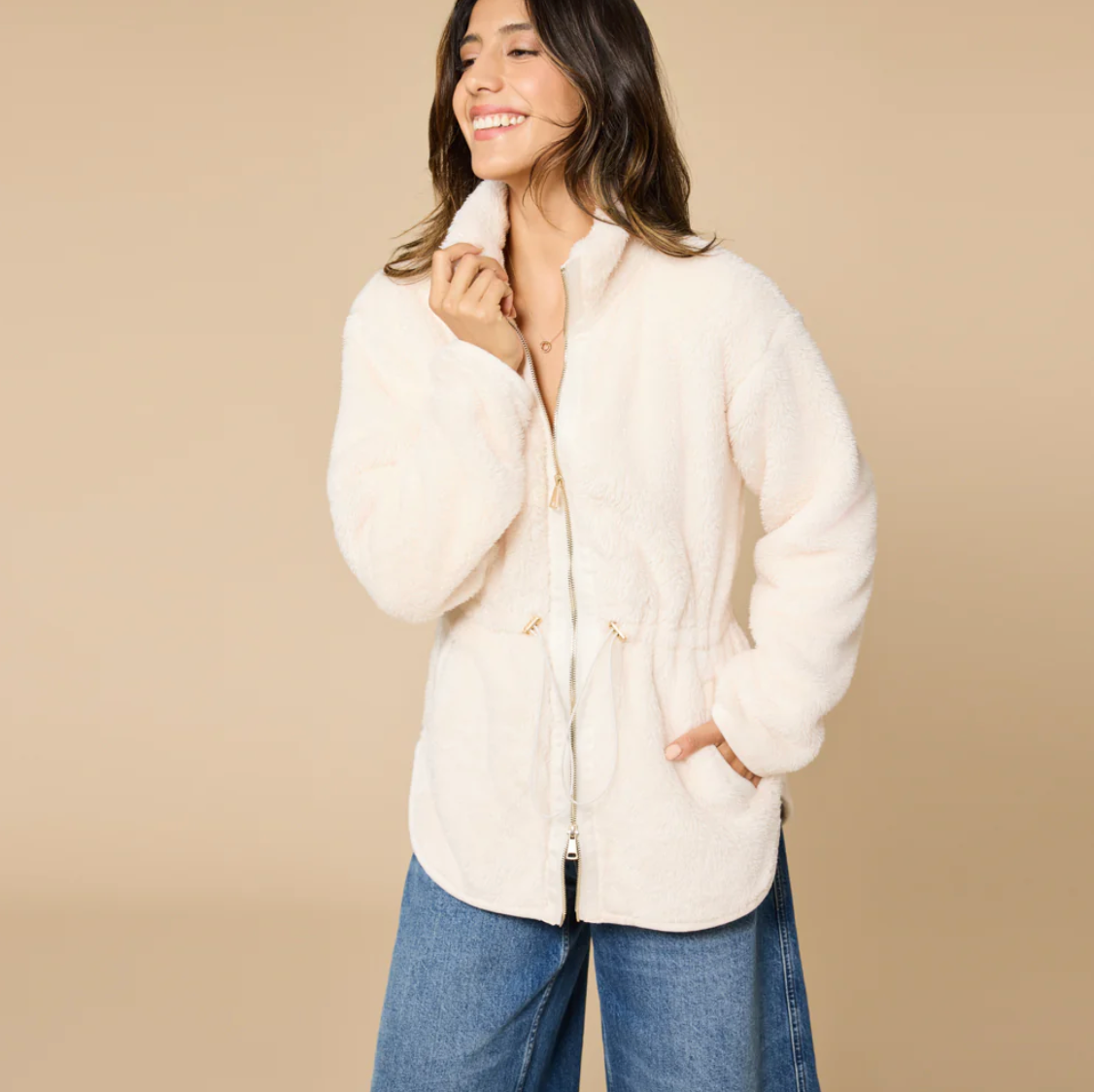 Dream Plush Zip Jacket - Almond