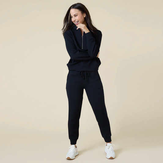 Vintage DreamTech Terry 1/4 Zip with Jogger - Black