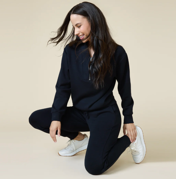 Vintage DreamTech Terry 1/4 Zip with Jogger - Black