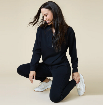 Vintage DreamTech Terry 1/4 Zip with Jogger - Black