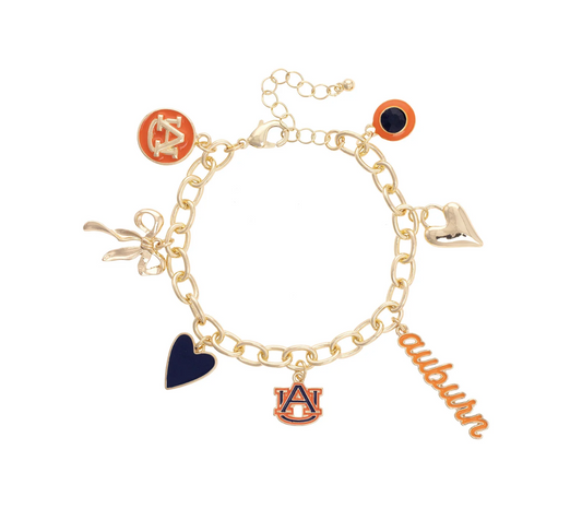Auburn Tigers Enamel Icons Charm Bracelet