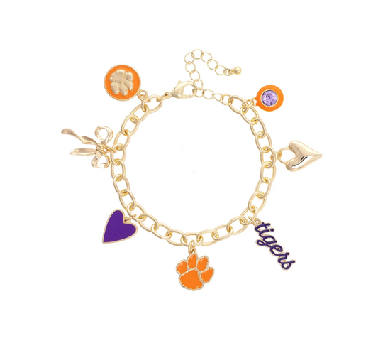 Clemson Tigers Enamel Icons Charm Bracelet