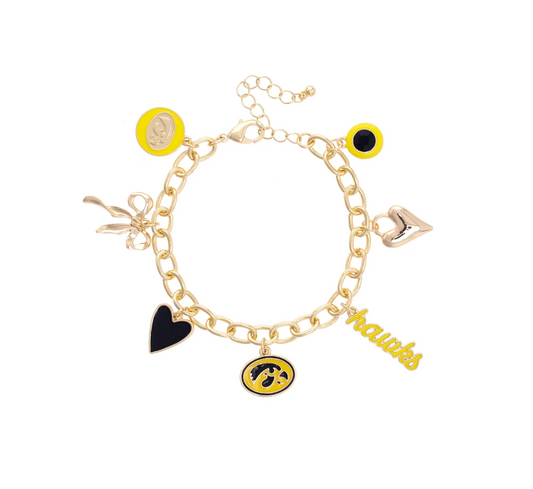 Iowa Hawkeyes Enamel Icons Charm Bracelet