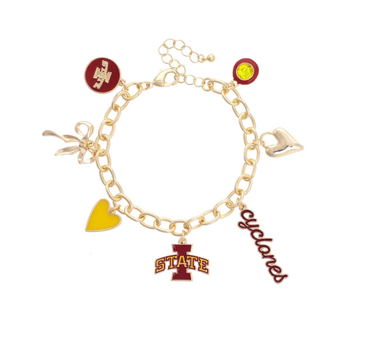 Iowa State Cyclones Enamel Icons Charm Bracelet