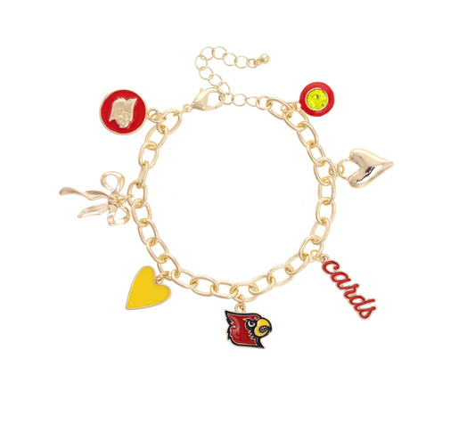 Louisville Cardinals Enamel Icons Charm Bracelet