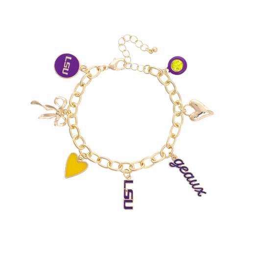 LSU Tigers Enamel Icons Charm Bracelet