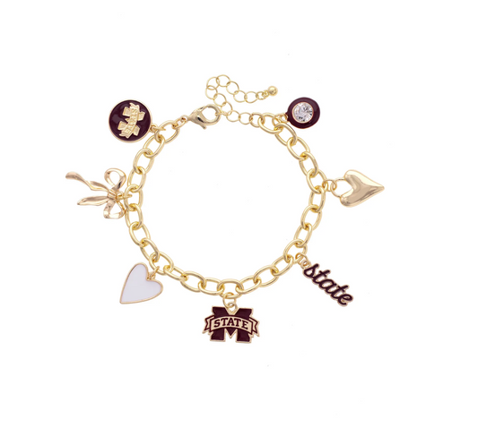 Mississippi State Bulldogs Enamel Icons Charm Bracelet