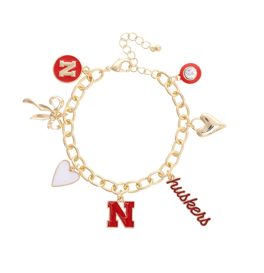 Nebraska Huskers Enamel Icons Charm Bracelet
