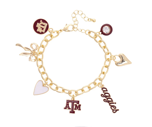 Texas A&M Aggies Enamel Icons Charm Bracelet