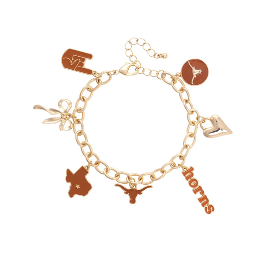 Texas Longhorns Enamel Icons Charm Bracelet