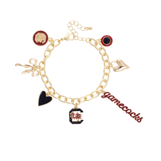 South Carolina Gamecocks Enamel Icons Charm Bracelet