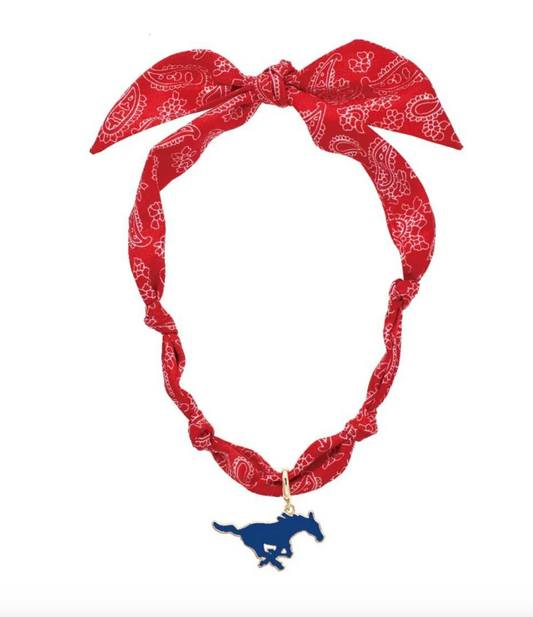 SMU Mustangs Logo Bandana Scarf Necklace