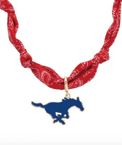 SMU Mustangs Logo Bandana Scarf Necklace