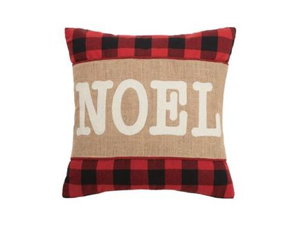 Noel Burlap Applique Pillow