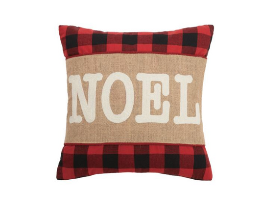 Noel Burlap Applique Pillow