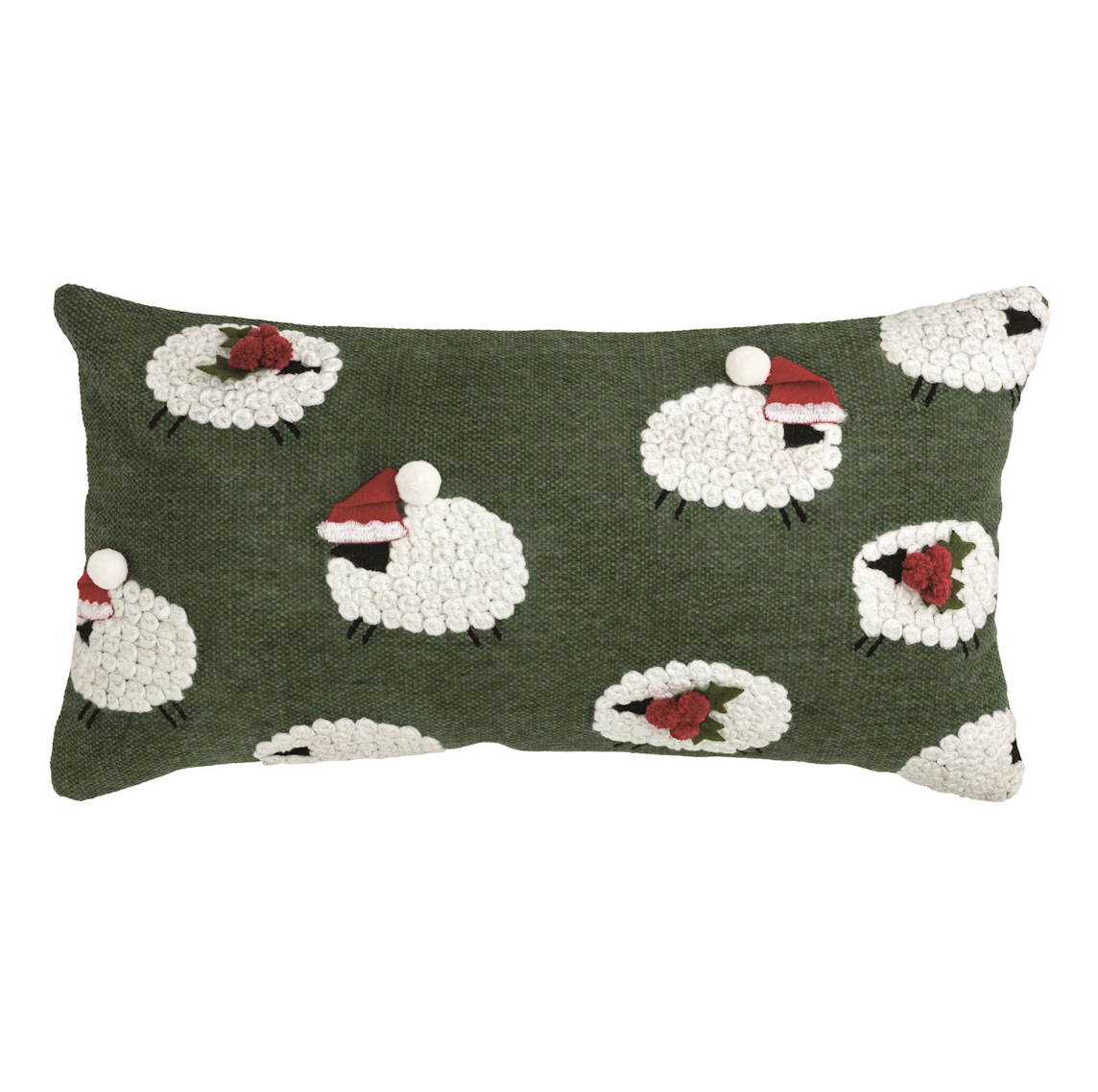 Lumbar Farm Dhurrie Pillow with Santa Sheep