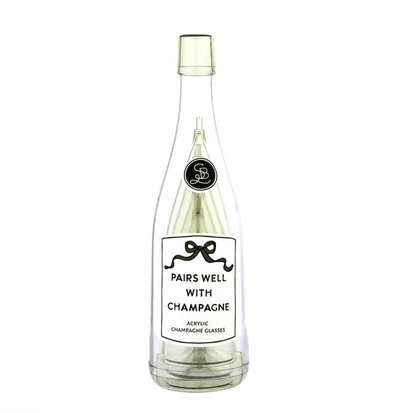 Acrylic Champagne Bottle + Glasses - Pairs Well - Veranda Cafe & Mercantile