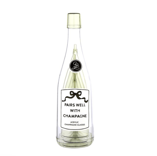 Acrylic Champagne Bottle + Glasses - Pairs Well - Veranda Cafe & Mercantile