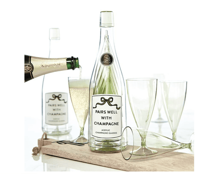 Acrylic Champagne Bottle + Glasses - Pairs Well - Veranda Cafe & Mercantile