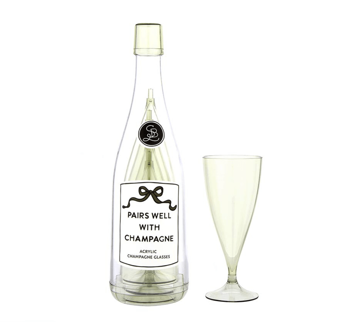 Acrylic Champagne Bottle + Glasses - Pairs Well - Veranda Cafe & Mercantile