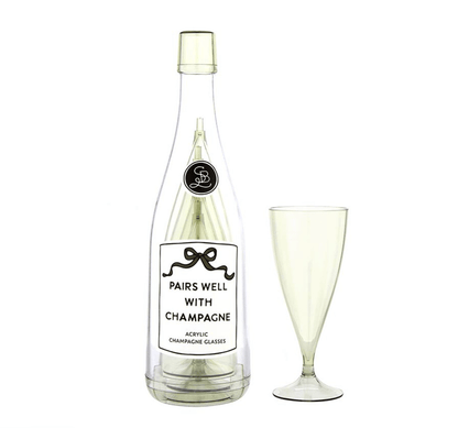 Acrylic Champagne Bottle + Glasses - Pairs Well - Veranda Cafe & Mercantile