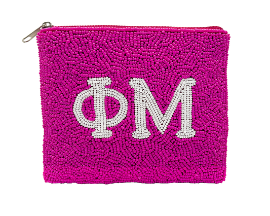 Phi Mu Beaded Pouch