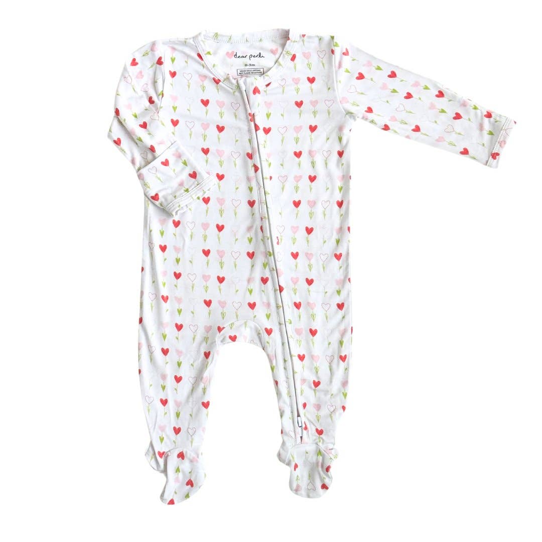 Bamboo Baby Zippered Footie Onesie - Growing Love - Veranda Cafe & Mercantile