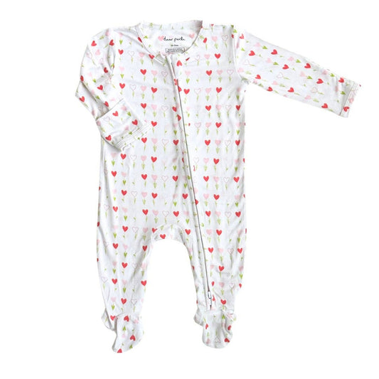 Bamboo Baby Zippered Footie Onesie - Growing Love - Veranda Cafe & Mercantile