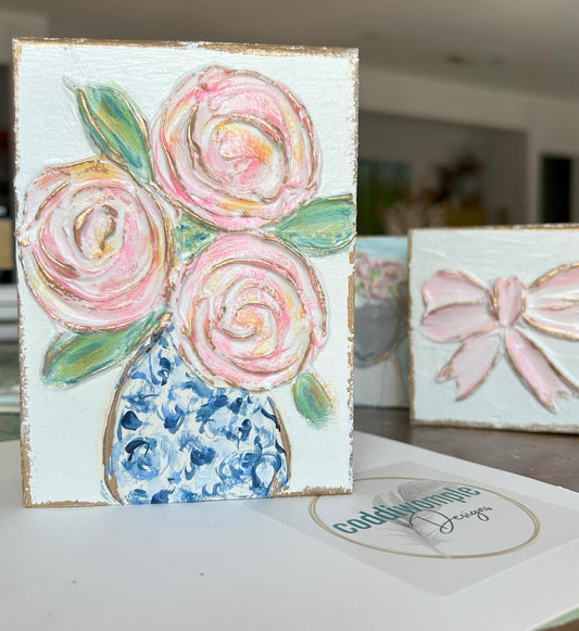 Floral Vase Wood Block