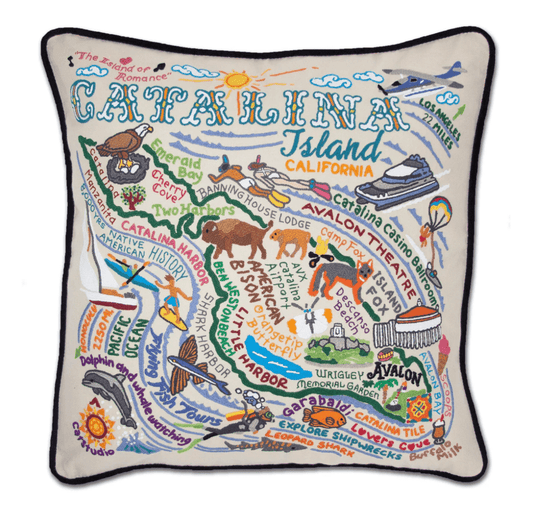 Catalina Hand - Embroidered Pillow - Veranda Cafe & Mercantile