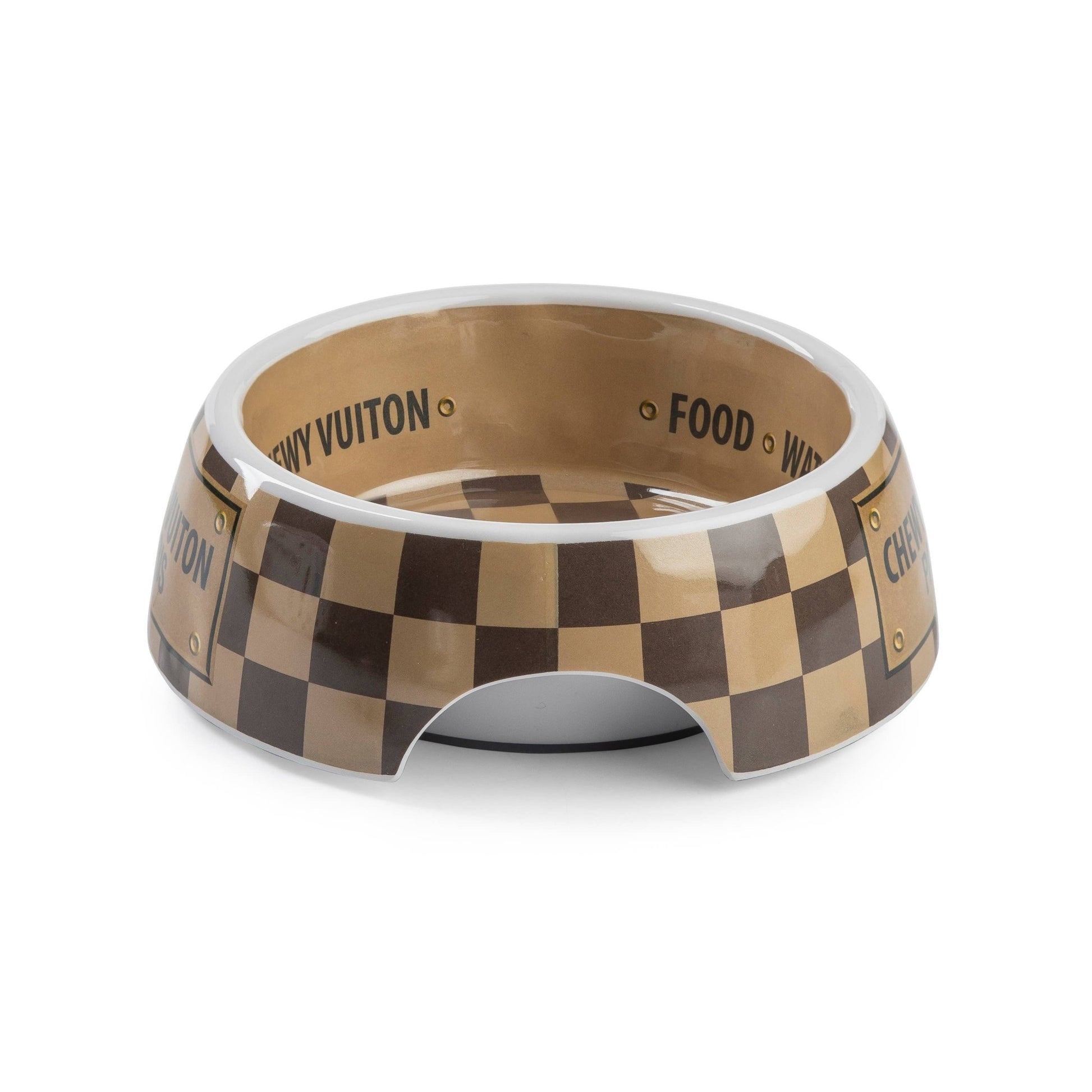 Checker Chewy Vuiton Dog Bowl - Veranda Cafe & Mercantile