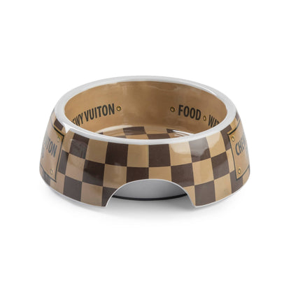 Checker Chewy Vuiton Dog Bowl - Veranda Cafe & Mercantile