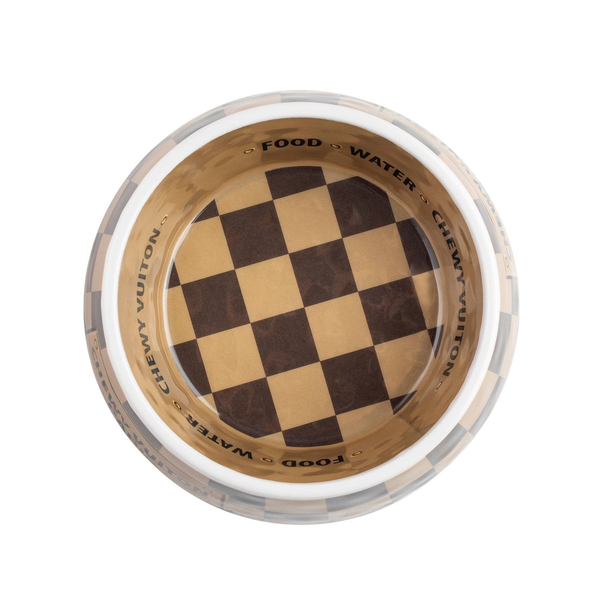 Checker Chewy Vuiton Dog Bowl - Veranda Cafe & Mercantile