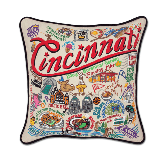 Cincinnati Hand - Embroidered Pillow - Veranda Cafe & Mercantile