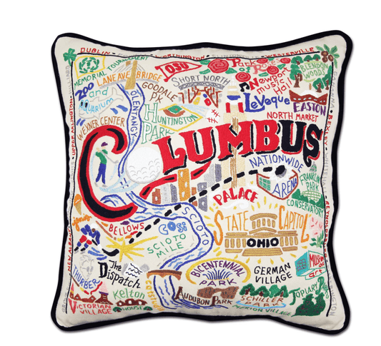 Columbus Hand - Embroidered Pillow - Veranda Cafe & Mercantile