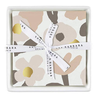 Ceramic Napkin Tray + Napkin - Blush Flowers