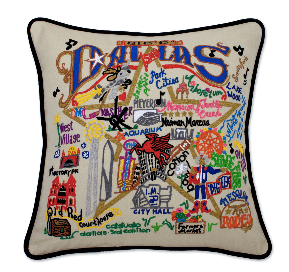 Dallas Hand - Embroidered Pillow - Veranda Cafe & Mercantile