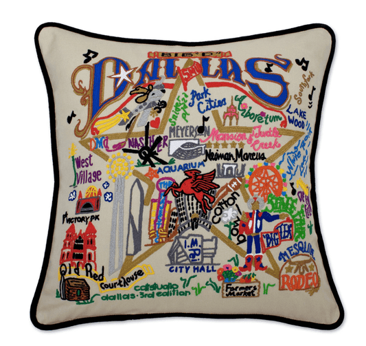 Dallas Hand - Embroidered Pillow - Veranda Cafe & Mercantile