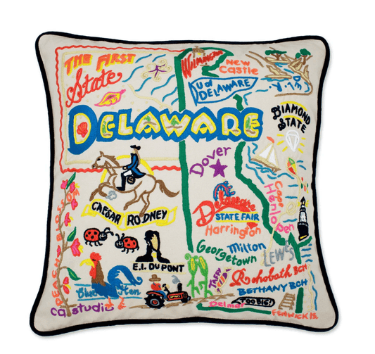 Delaware Hand - Embroidered Pillow - Veranda Cafe & Mercantile