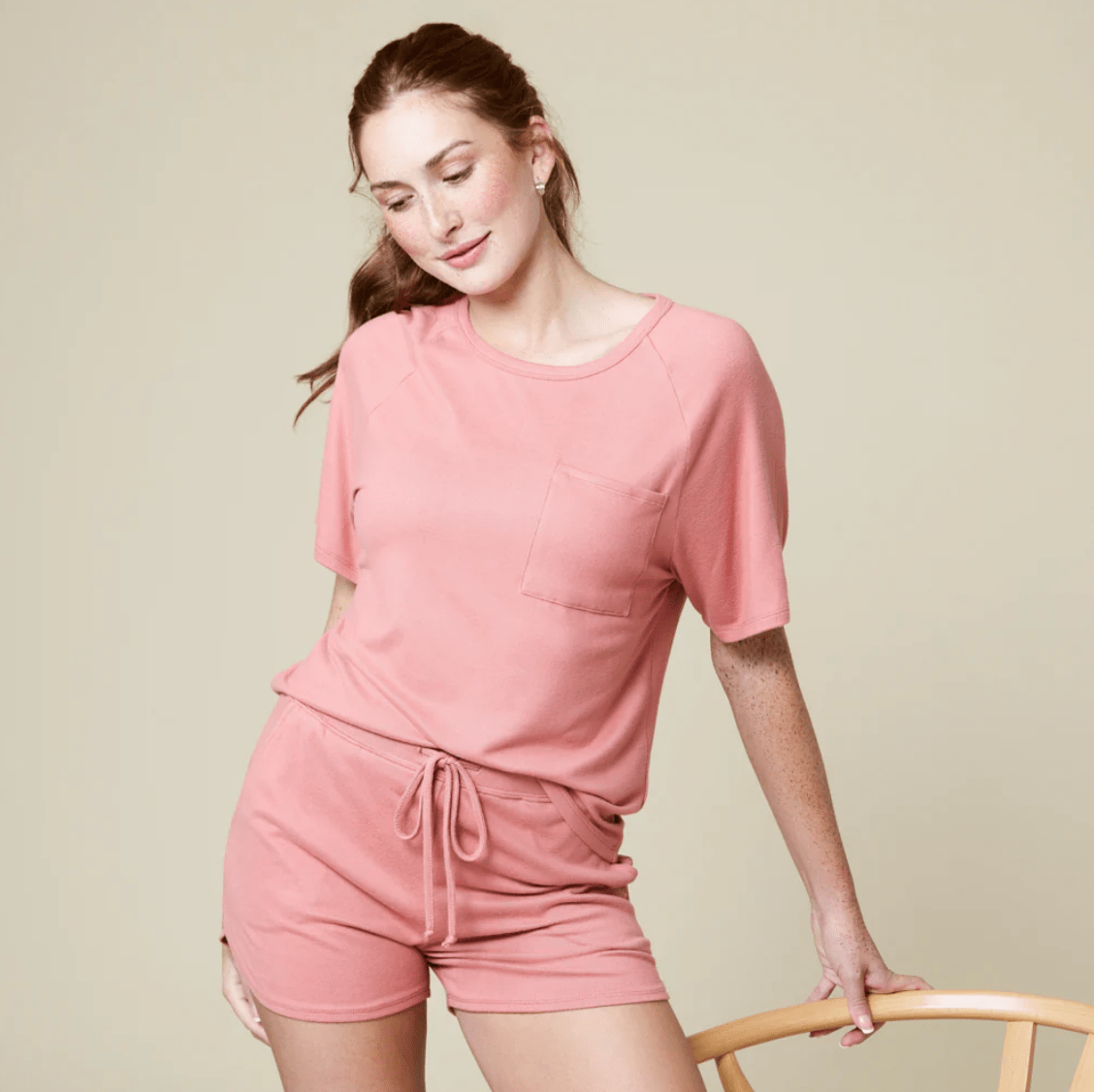 Dream Slouchy Tee Top with Shorts Lounge Set - Copper Rose - Veranda Cafe & Mercantile