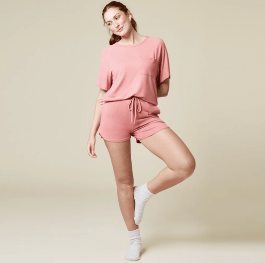 Dream Slouchy Tee Top with Shorts Lounge Set - Copper Rose - Veranda Cafe & Mercantile