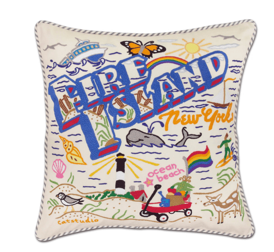 Fire Island Hand - Embroidered Pillow - Veranda Cafe & Mercantile