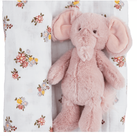 Floral Swaddle and Rattle Set - Veranda Cafe & Mercantile