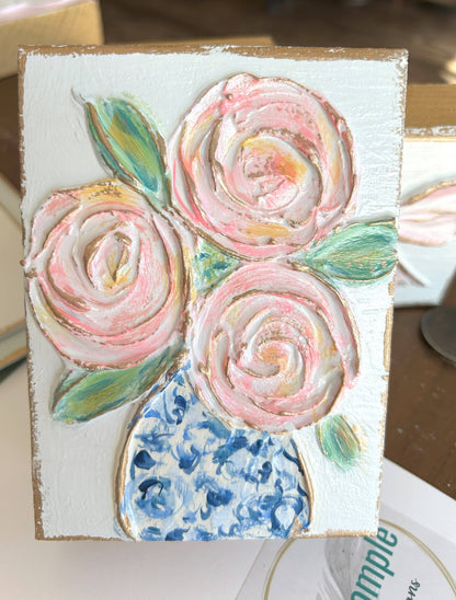 Floral Vase Wood Block - Veranda Cafe & Mercantile